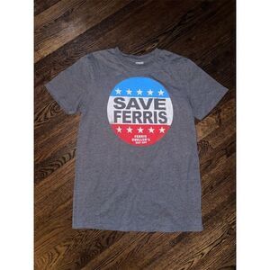Save Ferris Tee Ferris Bueller's Day Off T-Shirt Sz M Dark Gray Unisex 80s Movie